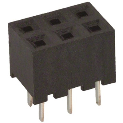 Hirose A3C Series Straight Through Hole Mount PCB Socket, 6-Contact, 2-Row, 2mm Pitch, Solder Termination