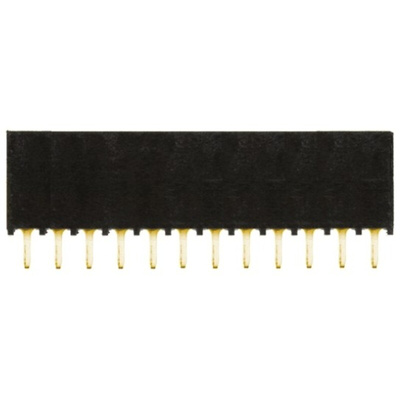 Samtec SSQ Series Straight Through Hole Mount PCB Socket, 12-Contact, 1-Row, 2.54mm Pitch, Solder Termination