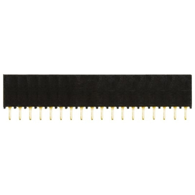 Samtec SSQ Series Straight Through Hole Mount PCB Socket, 18-Contact, 1-Row, 2.54mm Pitch, Solder Termination