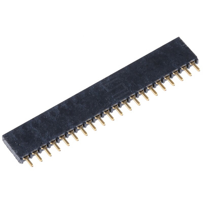 Samtec SSQ Series Straight Through Hole Mount PCB Socket, 20-Contact, 1-Row, 2.54mm Pitch, Solder Termination
