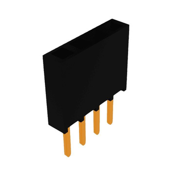 Samtec SSW Series Straight Through Hole Mount PCB Socket, 4-Contact, 1-Row, 2.54mm Pitch, Solder Termination
