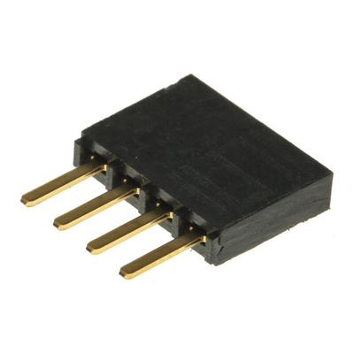 Samtec SSW Series Straight Through Hole Mount PCB Socket, 4-Contact, 1-Row, 2.54mm Pitch, Solder Termination