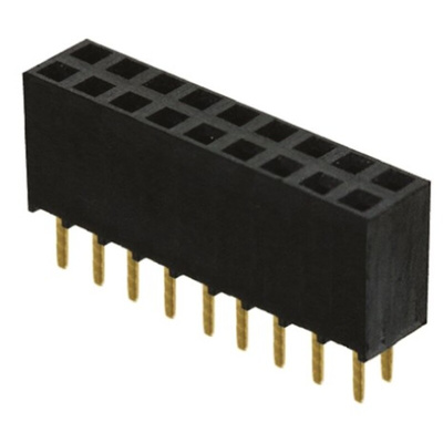 Samtec SSW Series Straight Through Hole Mount PCB Socket, 18-Contact, 2-Row, 2.54mm Pitch, Solder Termination