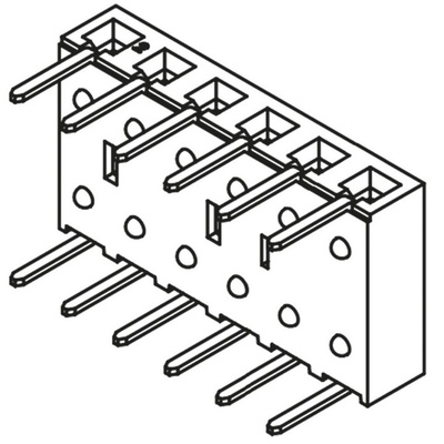 Samtec BCS Series Right Angle Through Hole Mount PCB Socket, 6-Contact, 1-Row, 2.54mm Pitch, Through Hole Termination