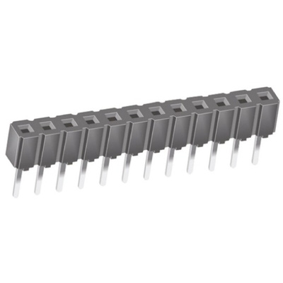 Samtec CES Series Straight Through Hole Mount PCB Socket, 12-Contact, 1-Row, 2.54mm Pitch, Through Hole Termination