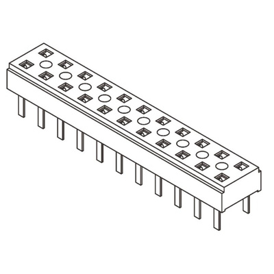 Samtec CLT Series Straight Through Hole Mount PCB Socket, 20-Contact, 2-Row, 2mm Pitch, Solder Termination