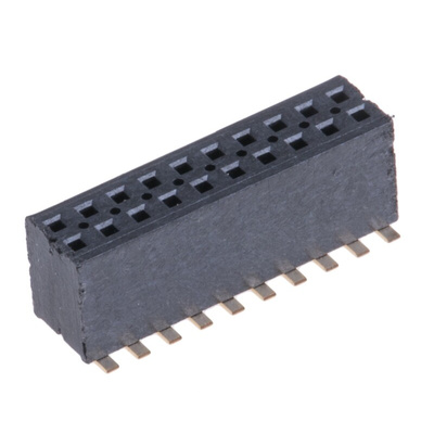 Samtec FLE Series Straight Surface Mount PCB Socket, 20-Contact, 2-Row, 1.27mm Pitch, SMT Termination
