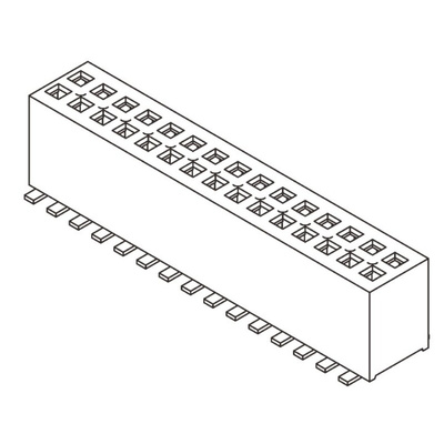 Samtec FLE Series Straight Surface Mount PCB Socket, 50-Contact, 2-Row, 1.27mm Pitch, SMT Termination