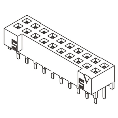 Samtec S2M Series Straight Through Hole Mount PCB Socket, 30-Contact, 2-Row, 2mm Pitch, Solder Termination