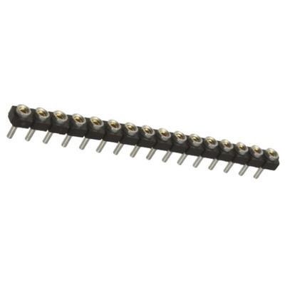 Samtec SL Series Straight Through Hole Mount PCB Socket, 16-Contact, 1-Row, 2.54mm Pitch, Solder Termination