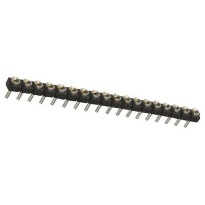Samtec SL Series Straight Through Hole Mount PCB Socket, 18-Contact, 1-Row, 2.54mm Pitch, Solder Termination