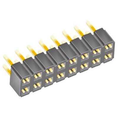 Samtec SLW Series Straight Through Hole Mount PCB Socket, 16-Contact, 2-Row, 2.54mm Pitch, Solder Termination