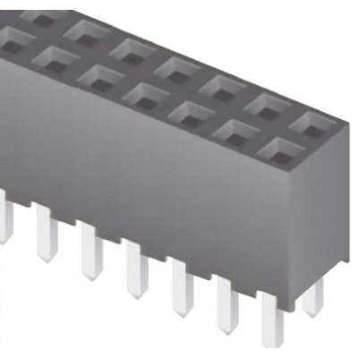 Samtec SQW Series Straight Through Hole Mount PCB Socket, 40-Contact, 2-Row, 2mm Pitch, Solder Termination