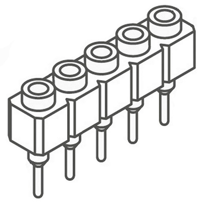 Samtec SS Series Straight Through Hole Mount PCB Socket, 5-Contact, 1-Row, 2.54mm Pitch, Solder Termination