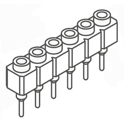 Samtec SS Series Straight Through Hole Mount PCB Socket, 6-Contact, 1-Row, 2.54mm Pitch, Solder Termination