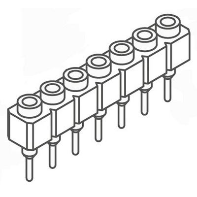 Samtec SS Series Straight Through Hole Mount PCB Socket, 7-Contact, 1-Row, 2.54mm Pitch, Solder Termination