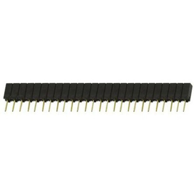 Samtec SSA Series Straight Through Hole Mount PCB Socket, 26-Contact, 1-Row, 2.54mm Pitch, Solder Termination