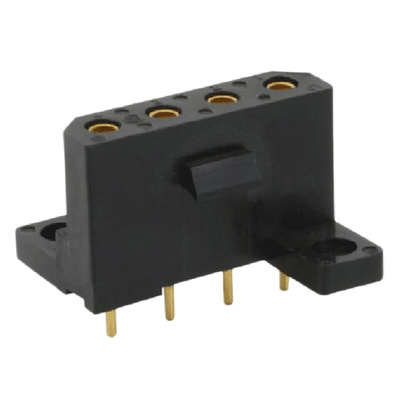 Souriau SMS Series Straight PCB Mount PCB Socket, 4-Contact, 1-Row, 5.08mm Pitch, Solder Termination