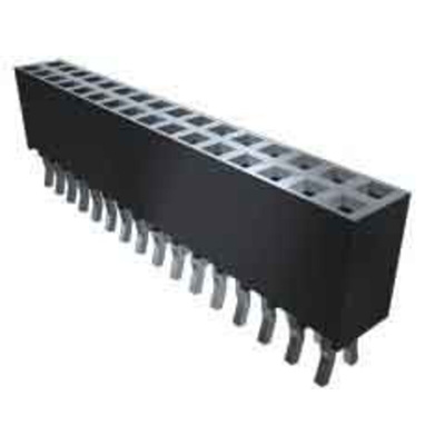 Samtec SSQ Series Straight Through Hole Mount PCB Socket, 6-Contact, 1-Row, 2.54mm Pitch, Solder Termination