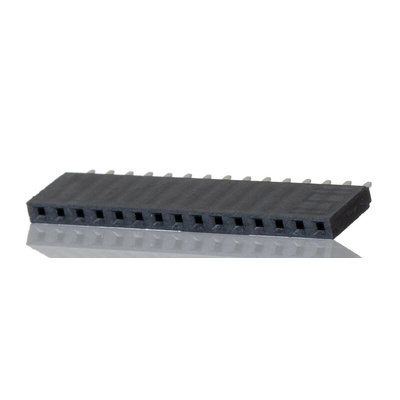 Samtec SSW Series Straight Through Hole Mount PCB Socket, 15-Contact, 1-Row, 2.54mm Pitch, Solder Termination