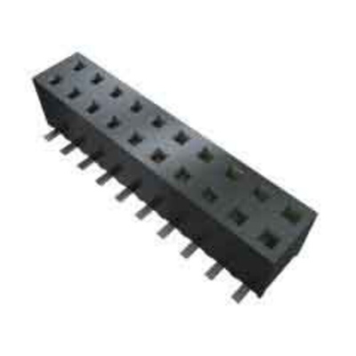 Samtec MMS Series Straight Through Hole Mount PCB Socket, 8-Contact, 2-Row, 2mm Pitch, Solder Termination