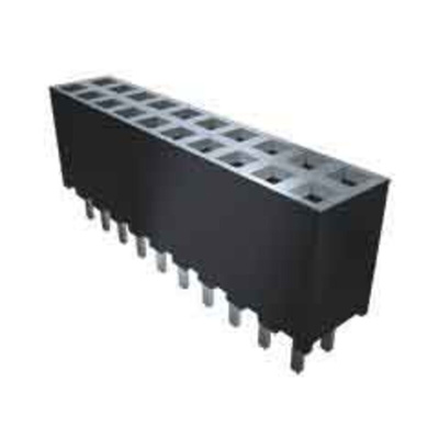 Samtec SQW Series Straight Through Hole Mount PCB Socket, 16-Contact, 2-Row, 2mm Pitch, Solder Termination