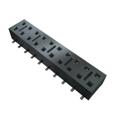 Samtec HLE Series Straight Surface Mount PCB Socket, 20-Contact, 2-Row, 2.54mm Pitch, Solder Termination