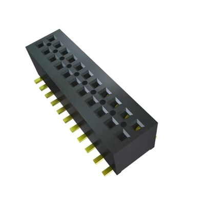 Samtec MLE Series Right Angle Surface Mount PCB Socket, 10-Contact, 2-Row, 1mm Pitch, Solder Termination