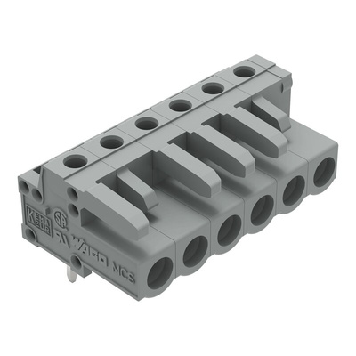 Wago 232 Series Angled PCB Mount PCB Header, 6-Contact, 1-Row, 5mm Pitch, Solder Termination