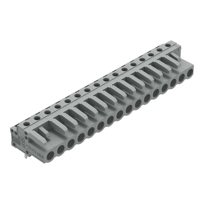 Wago 232 Series Angled PCB Mount PCB Header, 16-Contact, 1-Row, 5mm Pitch, Solder Termination
