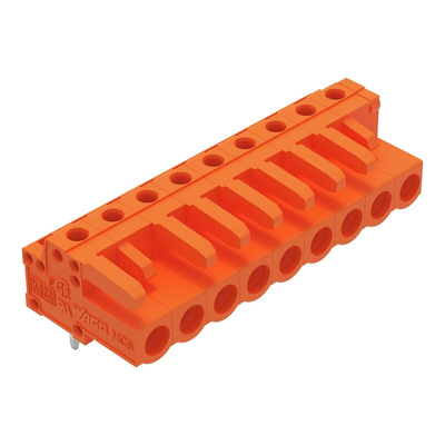 Wago 232 Series Angled PCB Mount PCB Header, 9-Contact, 1-Row, 5.08mm Pitch, Pin, Solder Termination