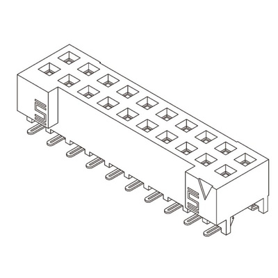 Samtec S2M Series Straight Surface Mount PCB Socket, 40-Contact, 2-Row, 2mm Pitch, Solder Termination