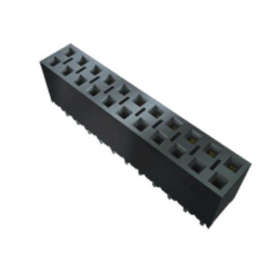 Samtec BCS Series Straight Through Hole Mount PCB Socket, 28-Contact, 2-Row, 2.54mm Pitch, Solder Termination