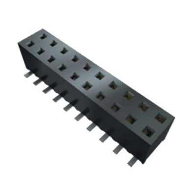 Samtec MMS Series Vertical Through Hole Mount PCB Socket, 12-Contact, 2-Row, 2mm Pitch, Solder Termination