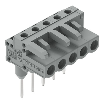 Wago 232 Series Angled PCB Mount PCB Connector, 3-Contact, 1-Row, 5mm Pitch, Solder, Through Hole Termination