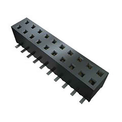 Samtec MMS Series Straight Through Hole Mount PCB Socket, 10-Contact, 1-Row, 2mm Pitch, Solder Termination