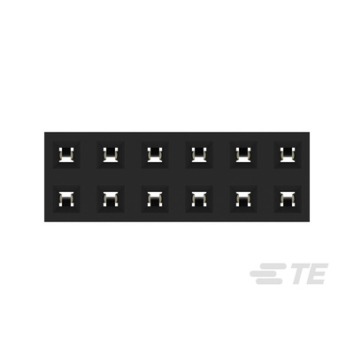 TE Connectivity AMPMODU Series Straight Through Hole Mount PCB Socket, 12-Contact, 2-Row, 2mm Pitch, Solder Termination