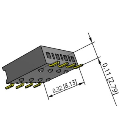 Samtec SSM Series Right Angle Surface Mount PCB Socket, 4-Contact, 1-Row, 2.54mm Pitch, Solder Termination