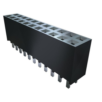 Samtec SSW Series Straight Through Hole Mount PCB Socket, 2-Contact, 2-Row, 2.54mm Pitch, Solder Termination