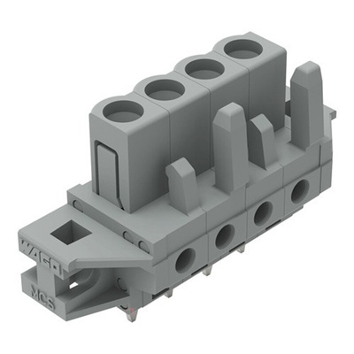 Wago 232 Series Straight PCB Mount PCB Header, 4-Contact, 1-Row, 5mm Pitch, Solder Termination