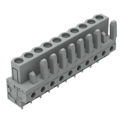 Wago 232 Series Straight PCB Mount PCB Header, 10-Contact, 1-Row, 5mm Pitch, Solder, Through Hole Termination