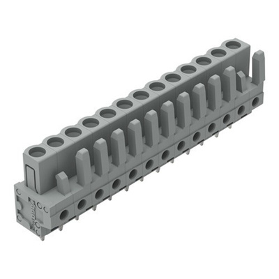 Wago 232 Series Straight PCB Mount PCB Header, 13-Contact, 1-Row, 5mm Pitch, Pin, Solder Termination