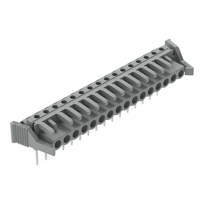 Wago 232 Series Angled Plug-In Mount PCB Connector, 16-Contact, 1-Row, 5mm Pitch, Pluggable Termination
