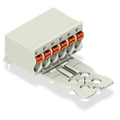 Wago 2091 Series Angled Push-In PCB Connector, 6-Contact, 1-Row, 3.5mm Pitch, Solder Termination