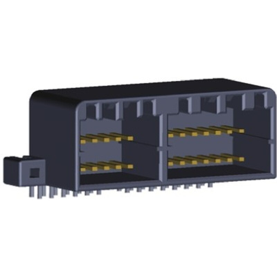 TE Connectivity MULTILOCK 040 II Series Right Angle Through Hole Mount PCB Socket, 28-Contact, 2-Row, 2.5mm Pitch,