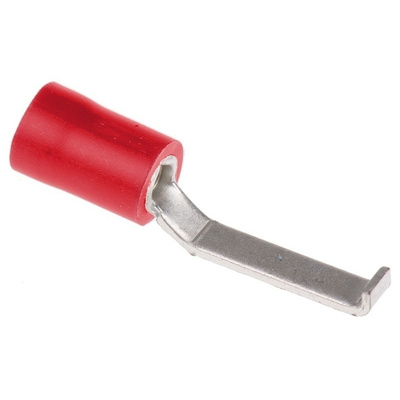 RS PRO Hooked Insulated Crimp Blade Terminal 17.1mm Blade Length, 0.5mm² to 1.5mm², 22AWG to 16AWG, Red