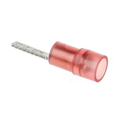 RS PRO Insulated Crimp Blade Terminal 10mm Blade Length, 0.5mm² to 1.5mm², 22AWG to 16AWG, Red