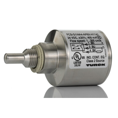 Turck Compact Mount Flow Controller, 1 → 150 (Water) cm³/s, 3 → 300 (Oil) cm³/s, PNP Output, 21 →