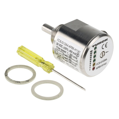 Turck FCS Series Compact Mount Flow Controller, 1 → 150 (Water) cm³/s, 3 → 300 (Oil) cm³/s, PNP Output,