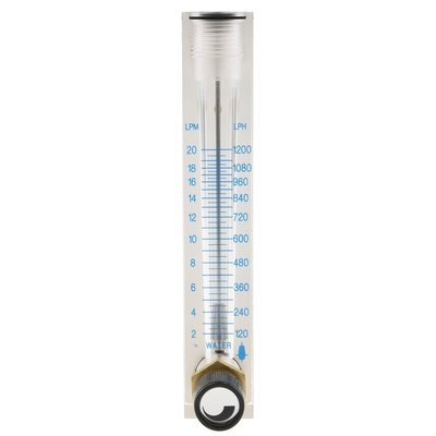 Key Instruments Flo-Rite Series Variable Area Flow Meter for Liquid, 1.5 L/min Min, 20 L/min Max